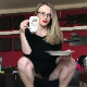 A blonde, Romanian girl wearing glasses drinks some coffee, then takes a massive shit on a plate and serves it to you. Presented in 720P HD. Exactly 6 minutes.